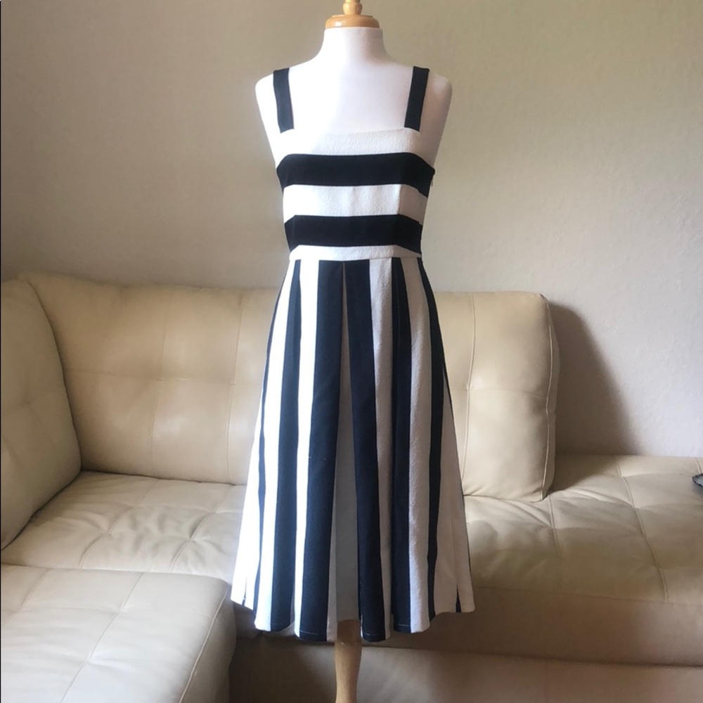 Small Black and White Striped Boston Proper Dress